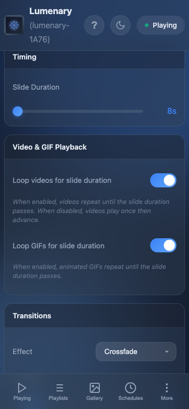 Transition effects and timing